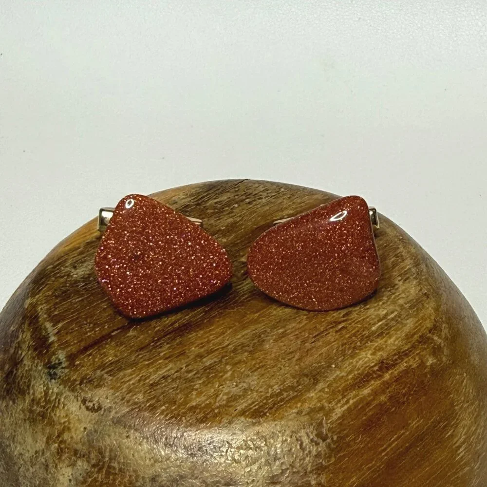 Vintage Sandstone Polished Rock Cuff Links